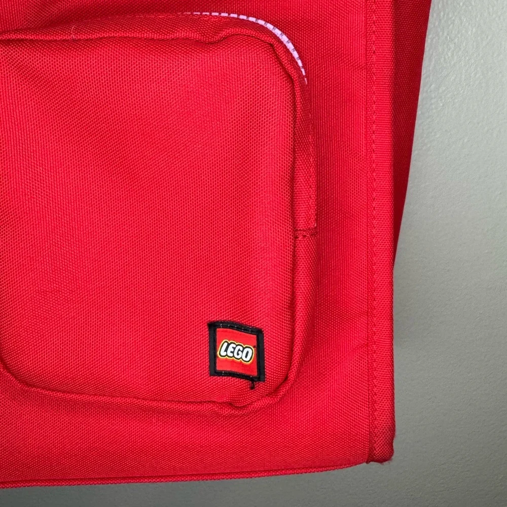 LEGO Red Utility Tote‎ Bag Multiple Pocket Cargo Style w/ Graphic Lining